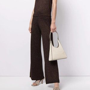 STAUD Daisy Brown Knit Pants Shimmer Effect Small